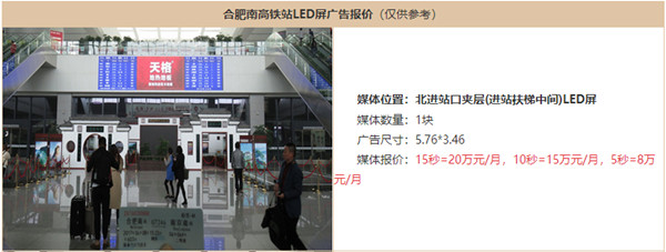 合肥南高鐵站LED屏廣告價(jià)格 合肥南高鐵站LED屏廣告價(jià)格